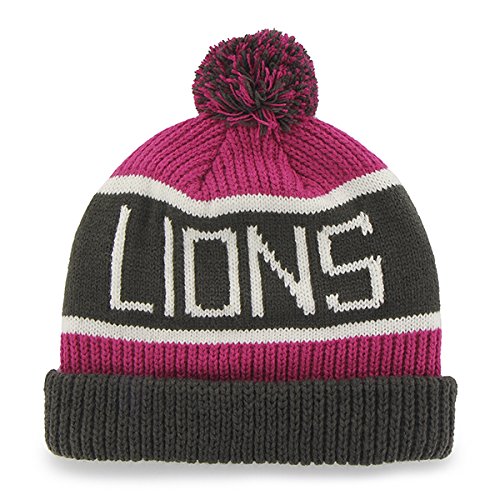 Magenta/Pink Detroit Lions Beanie with Pom