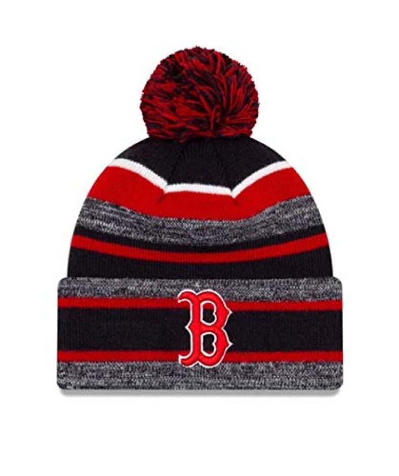 Marled Stripe Boston Red Sox Beanie with Pom | Sports Hard Hats