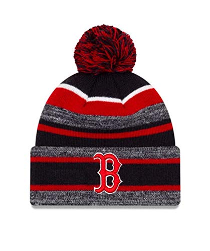Marled Stripe Boston Red Sox Beanie with Pom