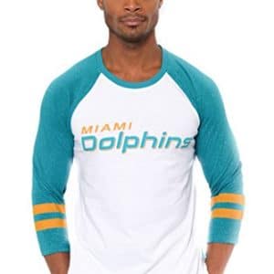 Miami Dolphins Raglan Baseball 3/4 Long Sleeve T-Shirt