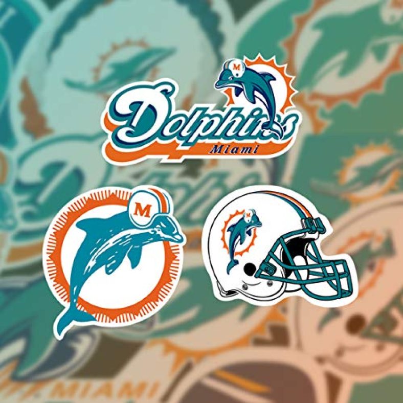 Miami Dolphins Sticker Sheet 32-Piece Set | Sports Hard Hats