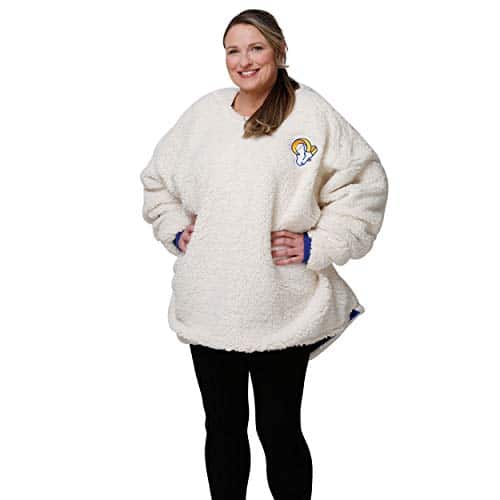 Oversized Reversible Los Angeles Rams Hoodie Sherpa Sweatshirt