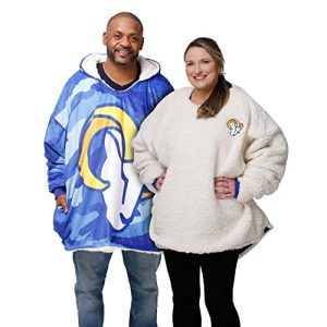 oversized reversible los angeles rams hoodie sherpa sweatshirt 6