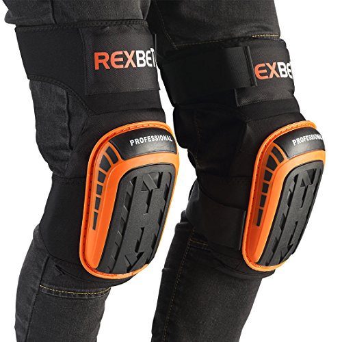 REXBETI Construction Gel Knee Pads for Work, Heavy Duty Comfortable Anti-slip Foam Knee Pads for Cleaning Flooring and Garden