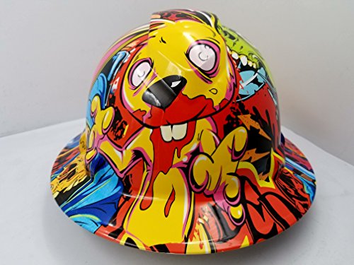 Wet Works Imaging “Killer Rabbit Extreme Graffiti” Full Brim  Hard Hat with Ratcheting Suspension