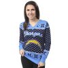 Women's Big Logo V-Neck Los Angeles Chargers Ugly Sweater