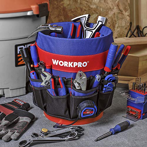 WORKPRO Bucket Tool Organizer with 51 Pockets Fits to 3.5-5 Gallon Bucket (Tools Excluded)