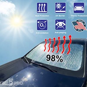 YelloPro Custom Fit Reflective Front Windshield Sunshade for 1996-2021 GMC Savana Van, Passenger & Cargo Van, Accessories UV Reflector Sun Protection [Made in USA]