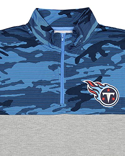 Zubaz Quarter Zip Tennessee Titans Fleece Pullover Jacket with Camo Lines