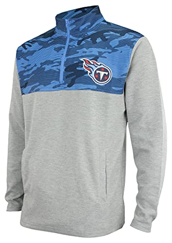 Zubaz Quarter Zip Tennessee Titans Fleece Pullover Jacket with Camo Lines