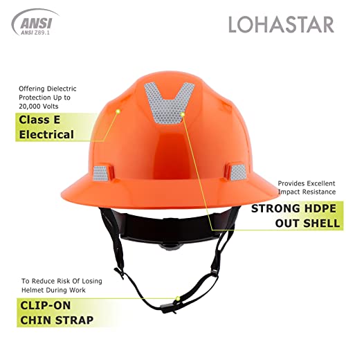 Orange Hi-Viz Full Brim Hard Hat by LOHASTAR